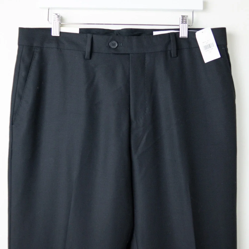 Banana Republic Slim Fit Redo Flexo Dress Pants Mens 34R Black Wool Blend NEW